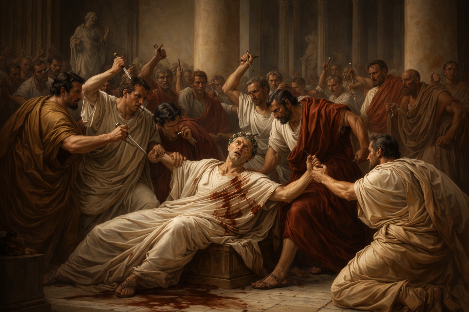 Asasinarea lui Iulius Caesar de către senatori conspiratori